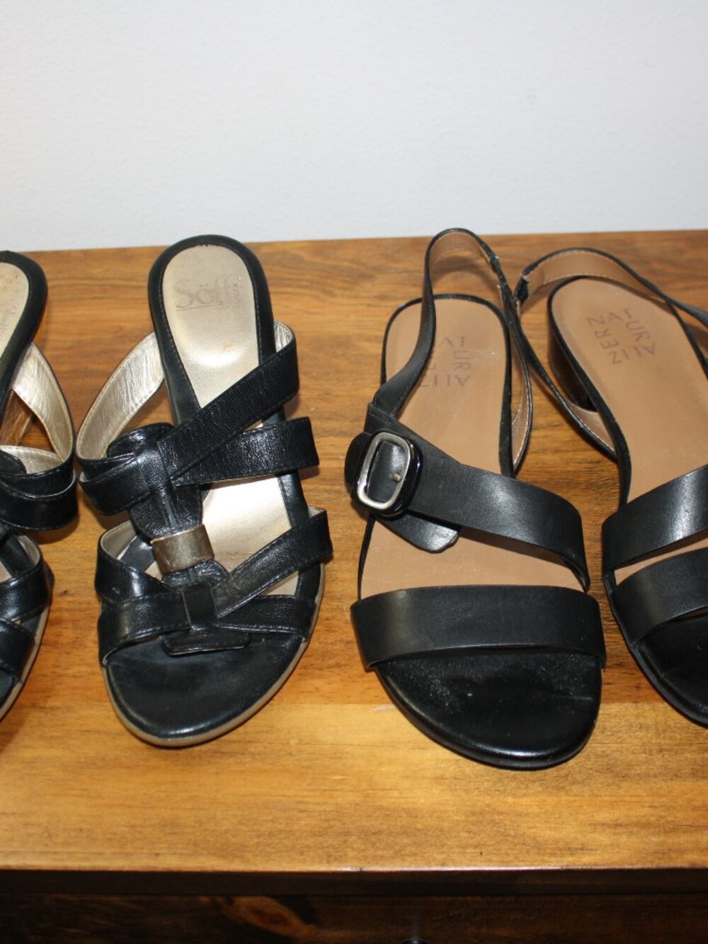 Two pair black sandals - Naturalizer & Sofft size 7 1/2 M